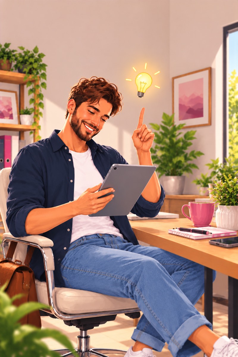 Een starter met een tablet heeft een aha-moment over de boekhouding